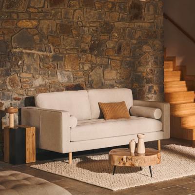 Kave Home 2-zits Bank 'Debra' Naturel poot, Chenille, kleur Beige Kave Home 2-zits Bank 'Debra' Naturel poot, Chenille, kleur Beige