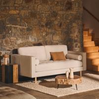 Kave Home 2-zits Bank 'Debra' Naturel poot, Chenille, kleur Beige - thumbnail