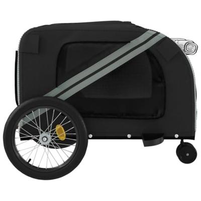 Hondenfietstrailer oxford stof en ijzer grijs en zwart - thumbnail