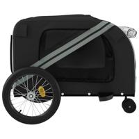 Hondenfietstrailer oxford stof en ijzer grijs en zwart - thumbnail
