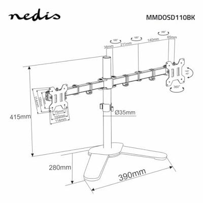 Monitorbeugel voor Bureaus | 2 Scherm(en) | 15 - 32 | 75x75 / 100x100 | Draai- en Kantelbaar Monitorbeugel voor Bureaus | 2 Scherm(en) | 15 - 32 | 75x75 / 100x100 | Draai- en Kantelbaar