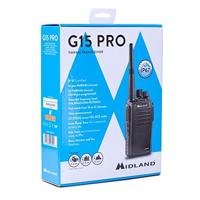 Midland G15 PRO radioapparatuur IP67 walkietalkie 32 kanalen PMR446-1 zender, oplaadbare Li-ion batterijen 1600 mAh, tafellader en wandadapter - thumbnail