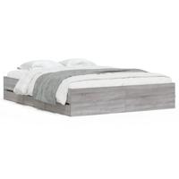 Bedframe met lades bewerkt hout grijs sonoma eiken 140x190 cm - thumbnail