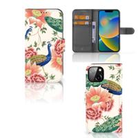 Telefoonhoesje | Met pasjeshouder | voor Apple iPhone 14 Pink Peacock - thumbnail
