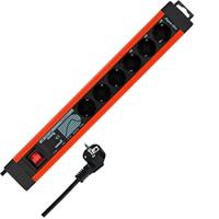 REV 0014663613 Stekkerdoos met schakelaar 6-voudig Zwart, Rood Randaarde stekker 1 stuk(s) - thumbnail