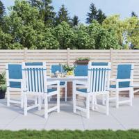 Stoelkussens 6 st lage rug 100x50x4 cm stof gemêleerd blauw - thumbnail