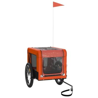 Hondenfietstrailer oxford stof en ijzer oranje en zwart