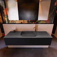 Badkamermeubelset Mondiaz Erin 150 cm met 1 Lade met RIDGE Wastafel Midden Dark grey met 1 kraangat Greeploos Mat Urban - thumbnail