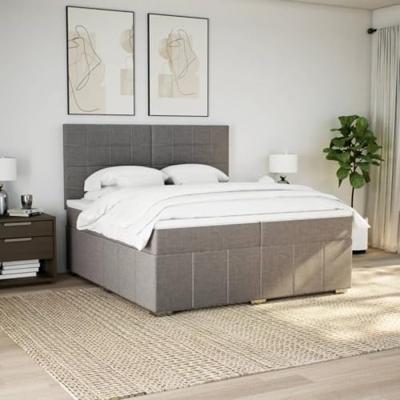 Boxspring met matras stof taupe 200x200 cm