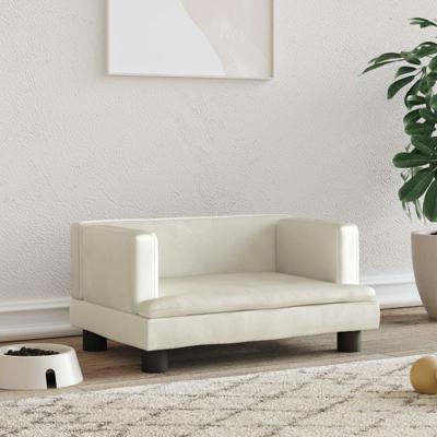 Hondenmand 60x40x30 cm fluweel crmekleurig