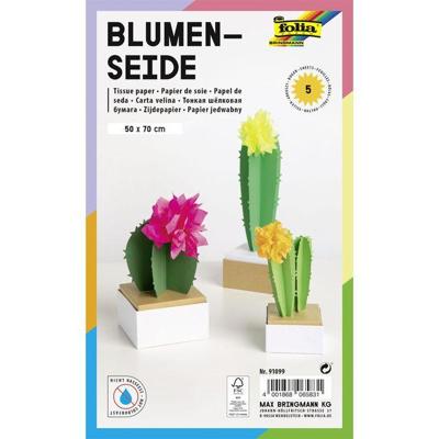 Zijdevloeipapier folia 50x70cm 20gr neon ass 5vel