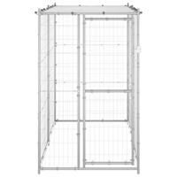 Hondenkennel buiten met dak 110x220x180 cm gegalvaniseerd staal - thumbnail