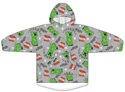 Minecraft hoodie poncho grijs maat XS - L - polyester Minecraft hoodie poncho grijs maat XS - L - polyester