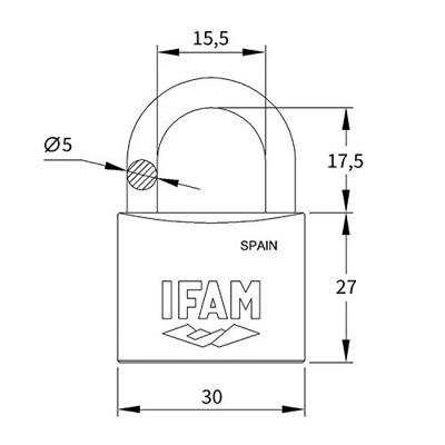 Sleutelslot IFAM INOX 30 Roestvrij staal Normaal (3 cm)