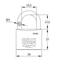 Sleutelslot IFAM INOX 30 Roestvrij staal Normaal (3 cm) - thumbnail