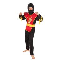 Boland verkleedpak ninja junior zwart/rood mt 128-140 - thumbnail