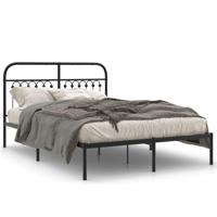 Bedframe met hoofdbord metaal zwart 135x190 cm - thumbnail