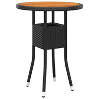 3-delige Bistroset poly rattan en massief hout zwart - thumbnail