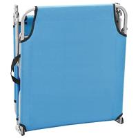 Ligbed inklapbaar staal en stof turquoiseblauw - thumbnail