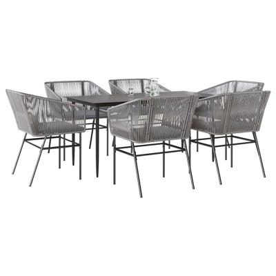 7-delige Tuinset met kussens poly rattan glas grijs