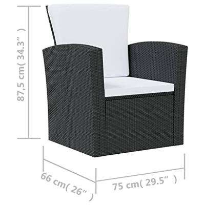 16-delige Loungeset met kussens poly rattan zwart