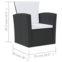 16-delige Loungeset met kussens poly rattan zwart - thumbnail