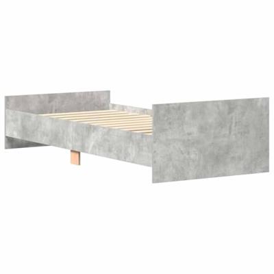 Bedframe bewerkt hout betongrijs 75x190 cm