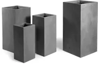 Mcollections Plantenbak Kubus Hoog - 28 x 28 x 60 cm - Clayfibre - Loodkleur - thumbnail