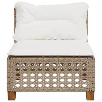 Tuinbank zonder armleuning met kussens poly rattan beige - thumbnail
