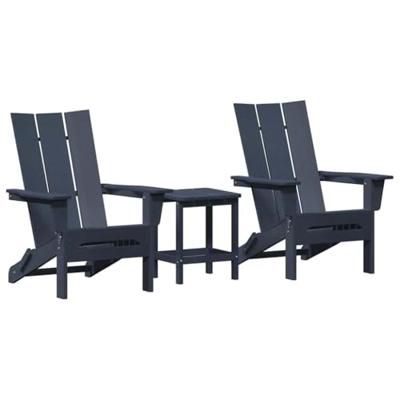 Tuinstoel 3 pcs Marineblauw 80.5 x 74.5 x 92 cm Polyetheen