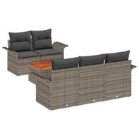 Tuinbankenset met kussen 6 pcs Grijs poly rattan - thumbnail