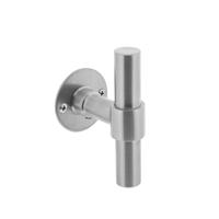 Gatdeel T-model recht + ronde platte rozet 50x2mm rvs geborsteld - thumbnail