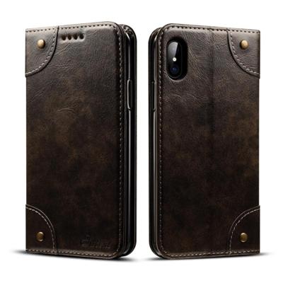 Voor iPhone XS/X barokke eenvoudige horizontale Flip lederen draagtas met houder & kaartsleuven & portemonnee (zwart)