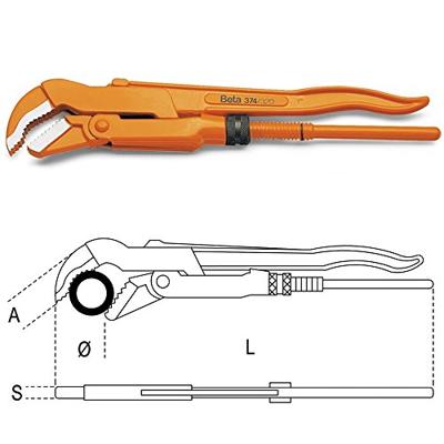 Beta Pijpentangen, Zweeds model, 45° gebogen dunne bekken 374 240 - 003740024