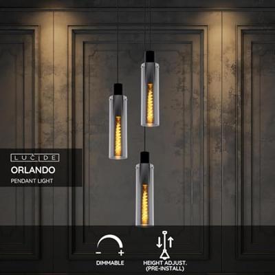 Lucide ORLANDO - Hanglamp - Ø 32 cm - 3xE27 - Fumé