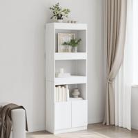 Hoge kast 63x33x180 cm bewerkt hout wit - thumbnail