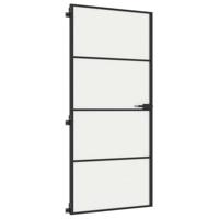 VidaXL Binnendeur smal 93x201,5 cm gehard glas en aluminium zwart - thumbnail
