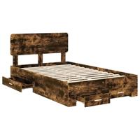 Bedframe met hoofdeinde Gerookt eiken 135 x 190 cm Bewerkt hout - thumbnail