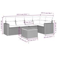 6-delige Loungeset met kussens poly rattan zwart - thumbnail