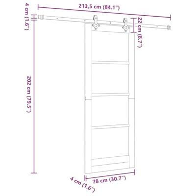 Schuifdeur Bruin 78 x 202 cm Hout en metaal