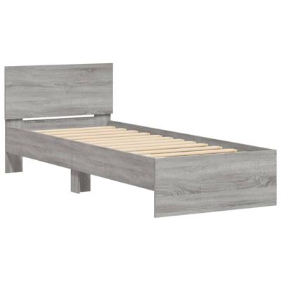 Bedframe met hoofdeinde en LED grijs sonoma eiken 120x190 cm