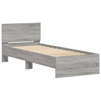 Bedframe met hoofdeinde en LED grijs sonoma eiken 140x200 cm - thumbnail