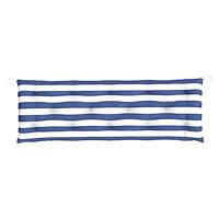 Bankkussen gestreept 150x50x7 cm stof wit en blauw - thumbnail