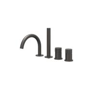 Badrandcombinatie IVY Tribe 4-gats Mengkraan Met Uittrekbare Handdouche Draaibare Uitloop RVS316 Geborsteld Carbon Black PVD - thumbnail