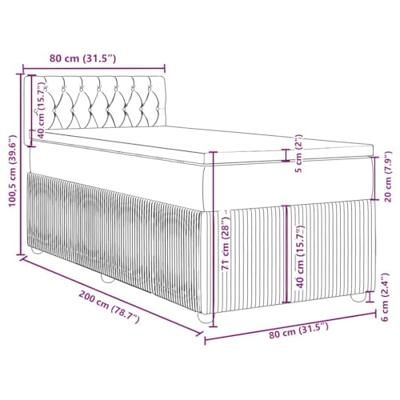 Boxspring met matras stof blauw 80x200 cm - thumbnail