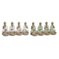 Decoratieve figuren Home ESPRIT Wit Groen Boeddha Orientaals 24 x 9 x 11 cm (2 Stuks) - thumbnail