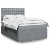 Boxspring met matras stof lichtgrijs 140x190 cm - thumbnail