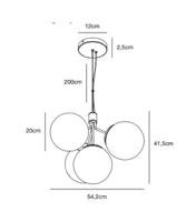 Kroonluchter modern zwart Nordlux &apos;Ivona&apos; E27 fitting smokeglas 55 cm - thumbnail