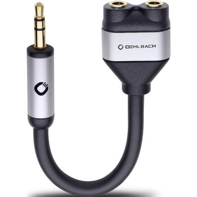 Oehlbach i-Connect J-AD mobiele Y-adapter, 3,5 mm jack op 2 x 3,5 mm jack zwart