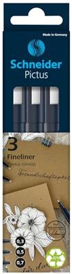 Schneider fineliner Pictus, etui van 3 stuks, zwart